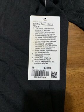 lululemon athletica Black Swiftly Tech Long Sleeve 2.0